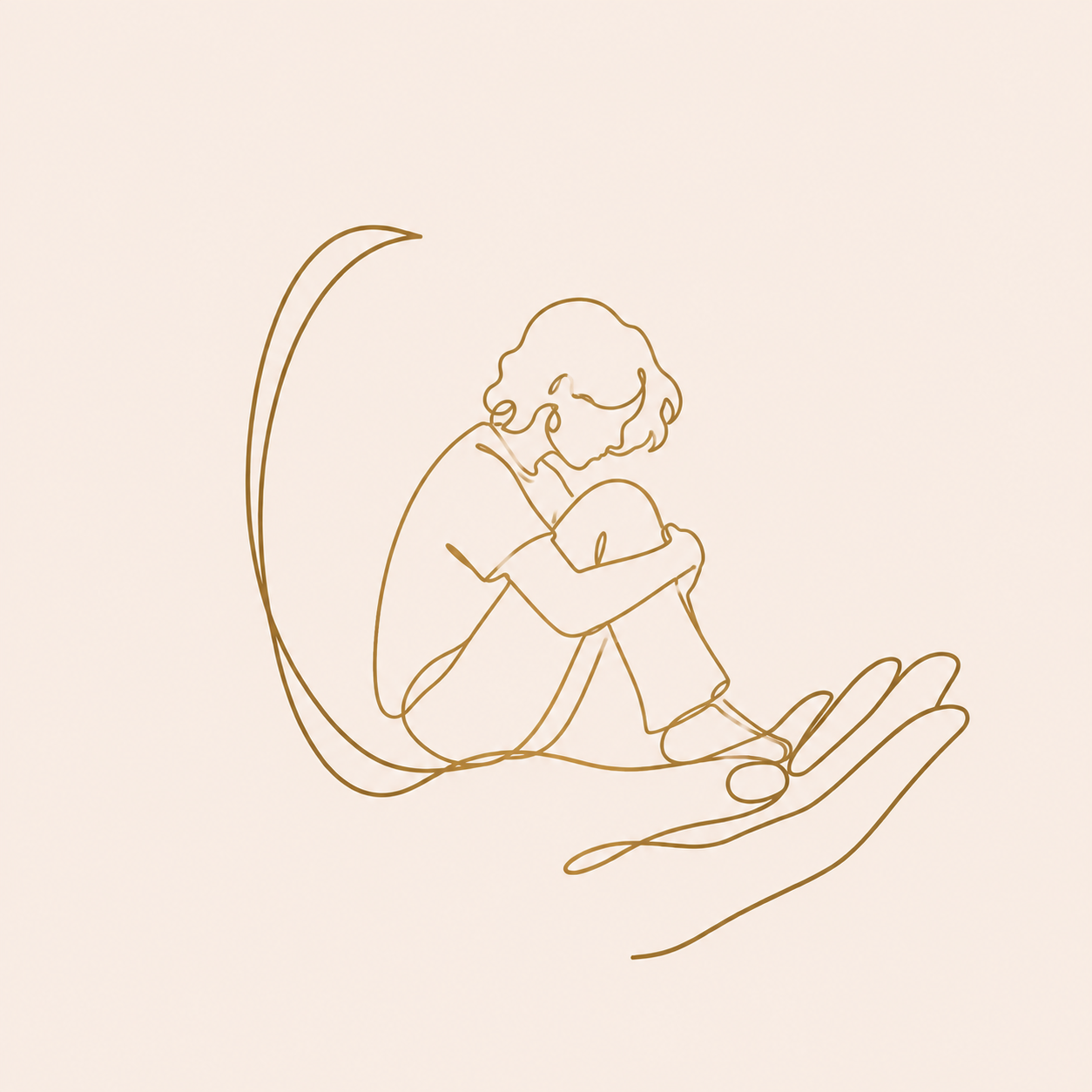 Illustration du logo : un enfant assis, entouré d'une main protectrice